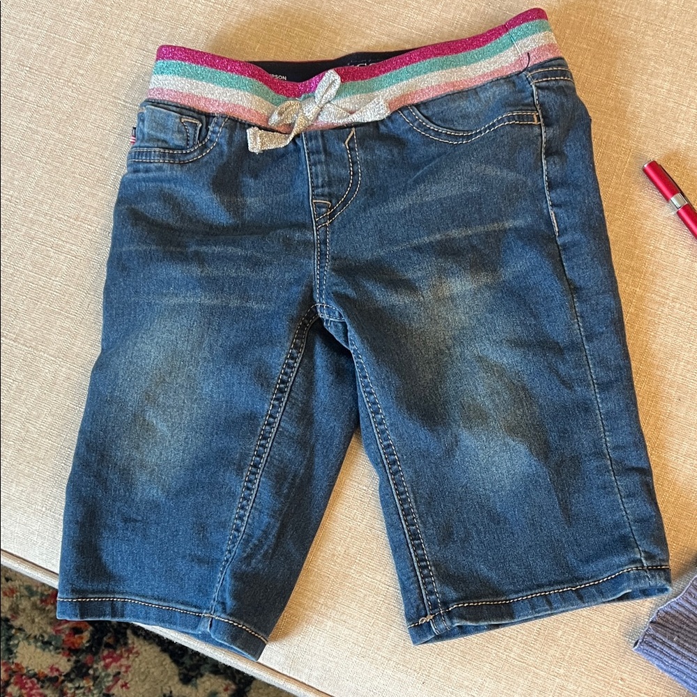 Vigoss girls Denim Shorts with Multicolor Waistband